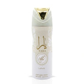 Lattafa Yara Moi deodorant spray in 200ml bottle, showcasing the sleek container and spray nozzle.