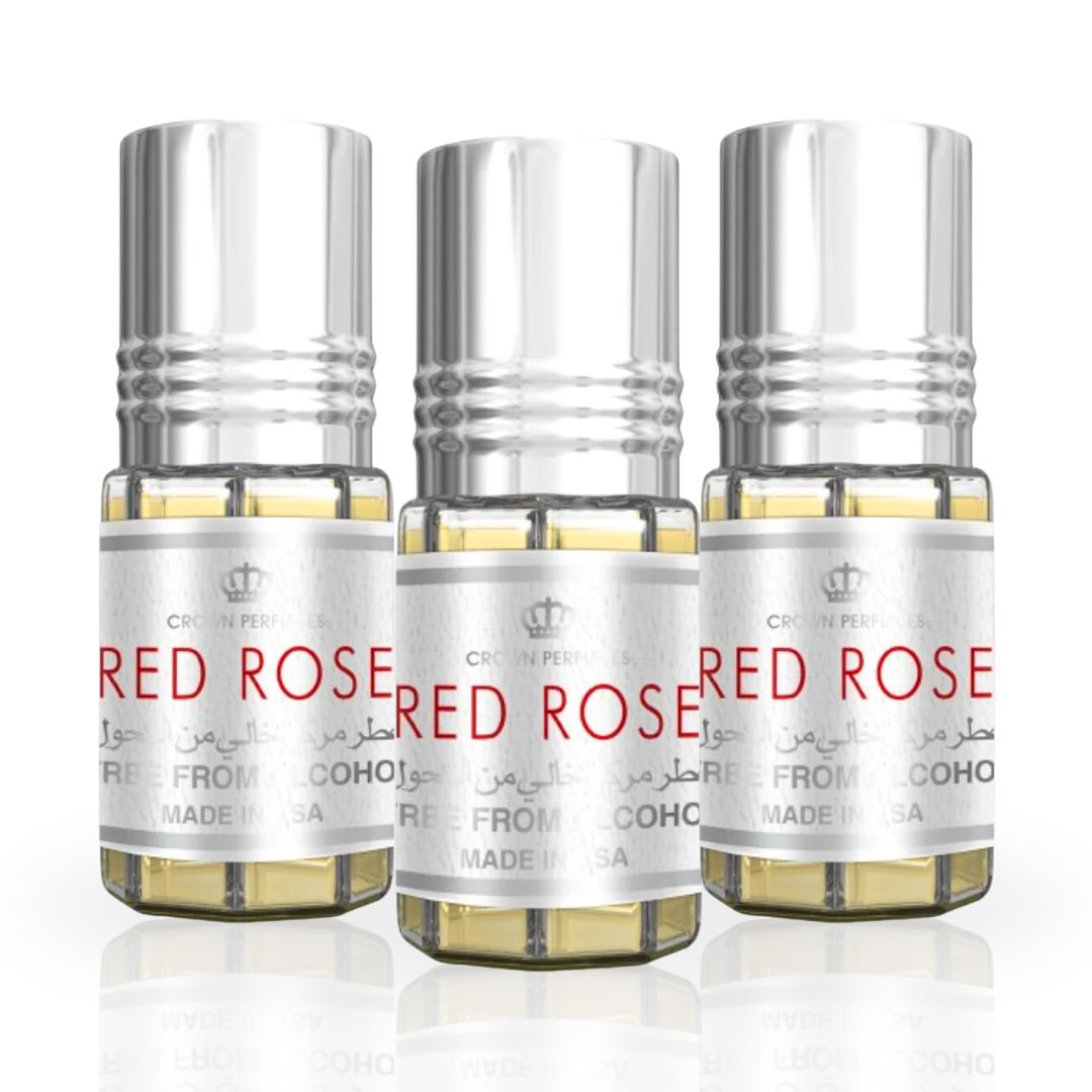 Red Rose Perfume Oil 3ml oz) by Al Rehab (Pack of