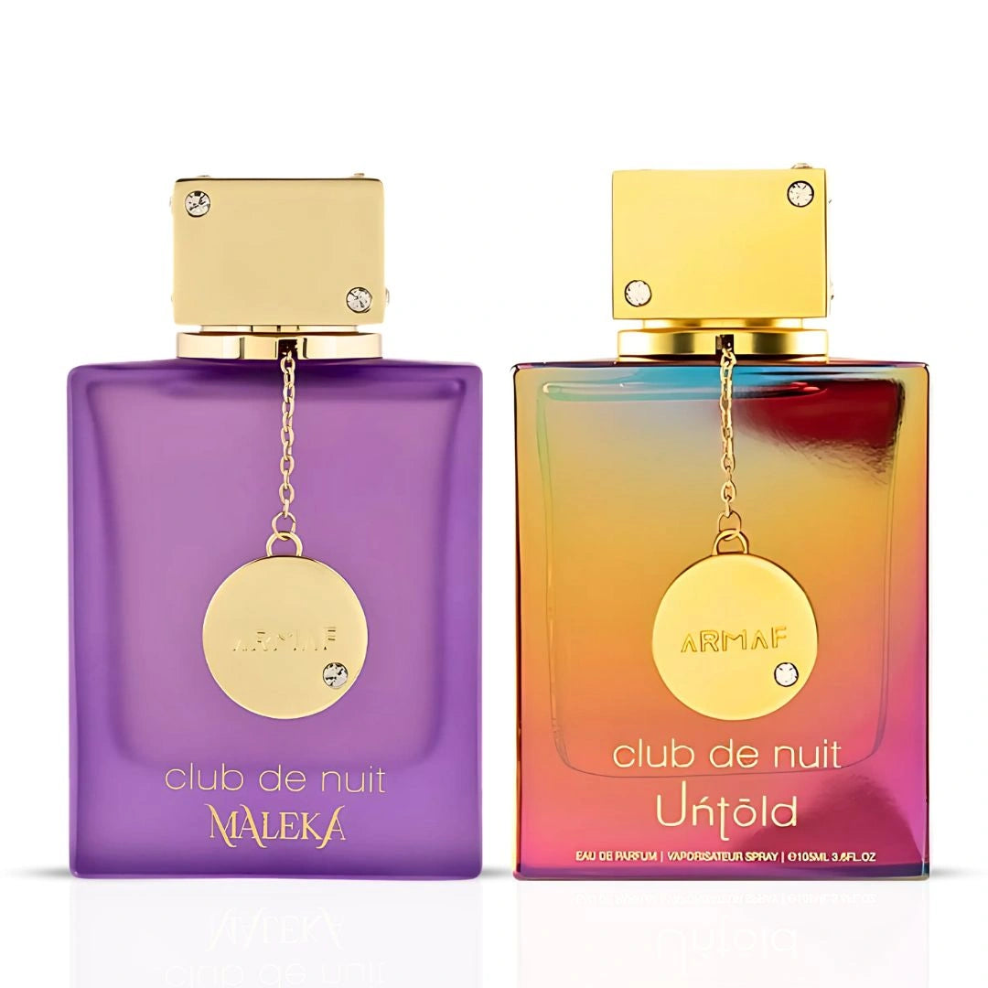 Club De Nuit Maleka & Club De Nuit Untold Eau de Parfum Spray 105ml (3.6 oz) by Armaf | A Duo of Daring Elegance, From Playful to Powerful (Bundle) - Intense Oud