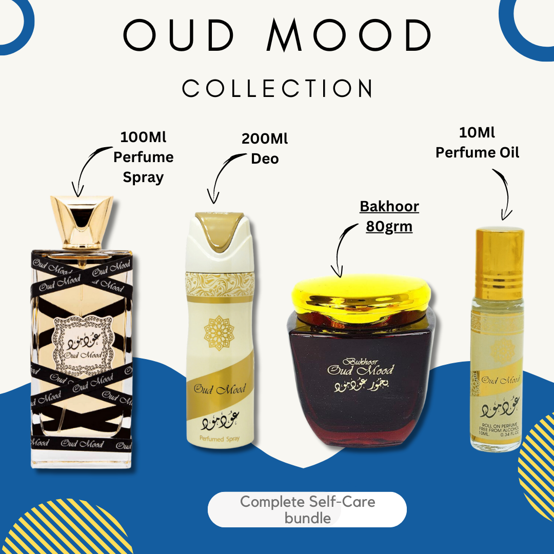 Oud Mood Collection-1 Spray, 1 Deo, 1 Perfume Oil, 1 Bakhoor