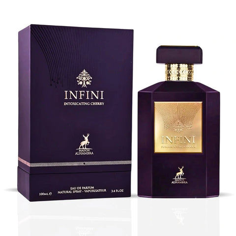 Infini Intoxicating Cherry Eau de Parfum Spray 100ml (3.4 oz) by Maison Alhambra | Long Lasting, Bold, Sweet & Seductive Fragrance - Intense Oud