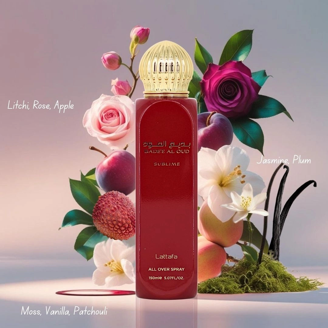 Bad'ee Al Oud Sublime, Yara Tous, Haya, Ameerat Al Arab Prive Rose & Mayar Natural Intense All-Over Sprays 150ml (5.07 oz) by Lattafa | Spray. Slay. Repeat. (Bundle) - Intense Oud