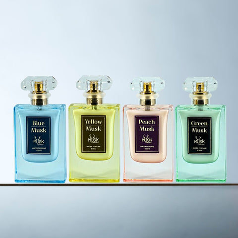 Blue Musk, Yellow Musk, Peach Musk, Green Musk - Water Perfume Spray 30ML (1.01 OZ) by Hamidi | Indulge in the Soothing & Refreshing Aroma. (MUSK COLLECTION) - Intense Oud