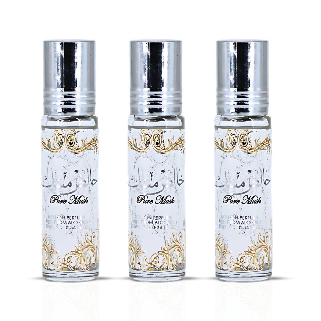 Pure Musk Perfume Oil (PACK OF 3) - 10ML (0.34 oz) by Ard Al Zaafaran - Intense Oud