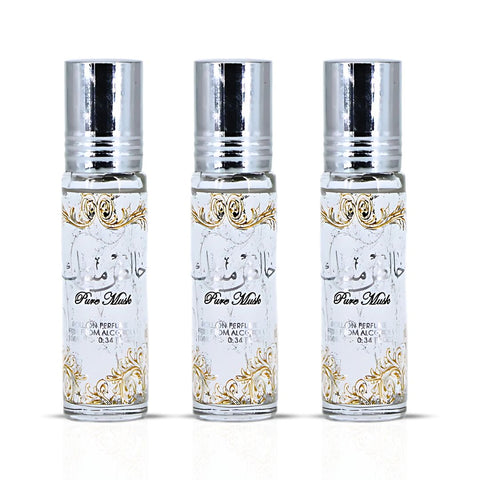 Pure Musk Perfume Oil (PACK OF 3) - 10ML (0.34 oz) by Ard Al Zaafaran - Intense Oud