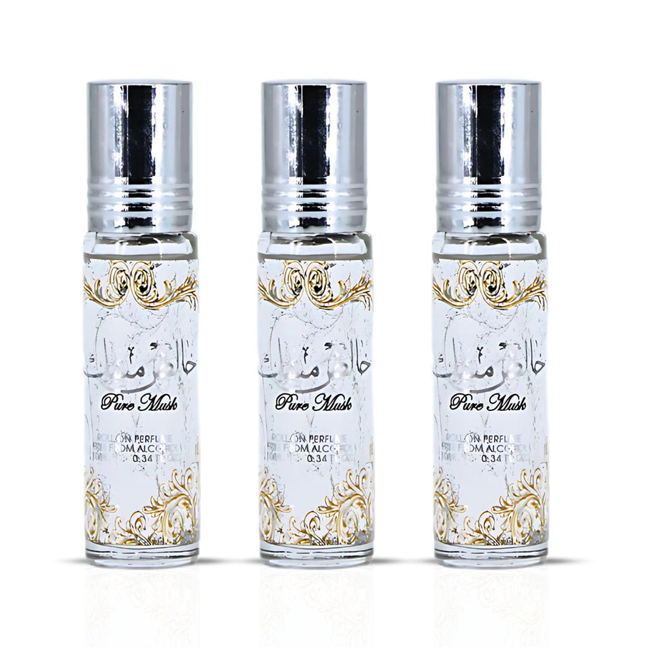 Pure Musk Perfume Oil (PACK OF 3) - 10ML (0.34 oz) by Ard Al Zaafaran - Intense Oud