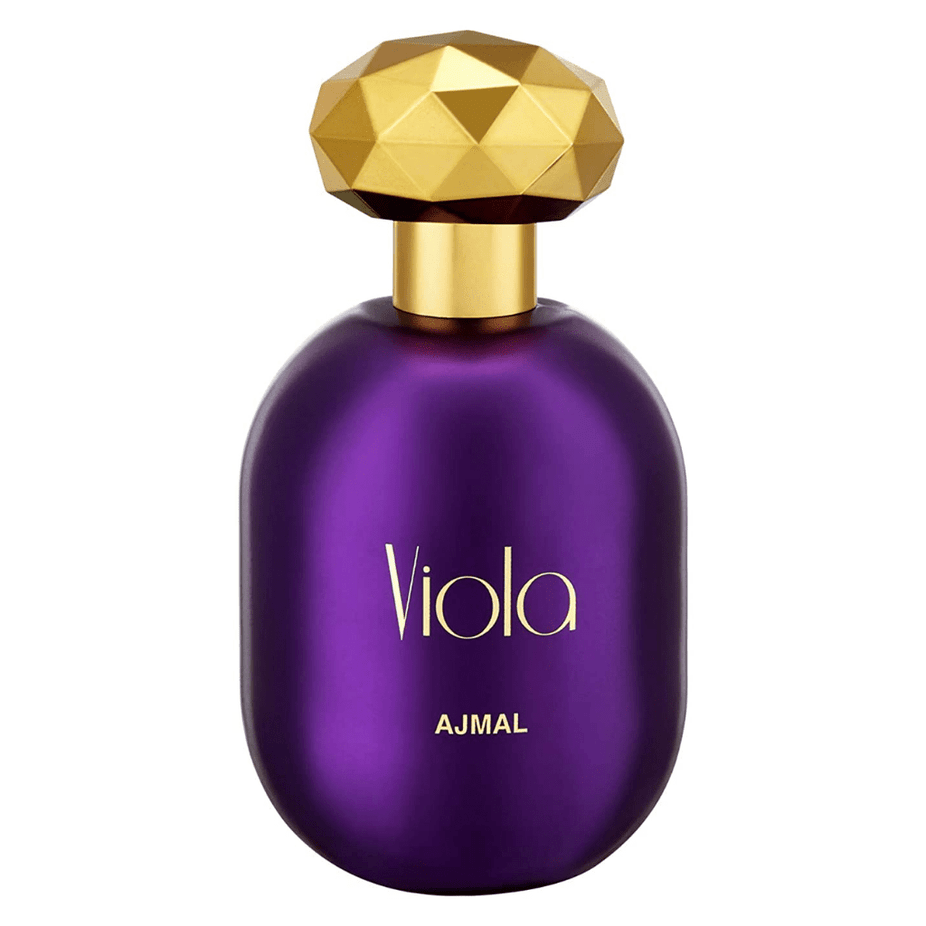 Ajmal Viola for Women Eau De Parfum 75ML bottle, elegant floral fragrance with a sleek design and purple accents.
