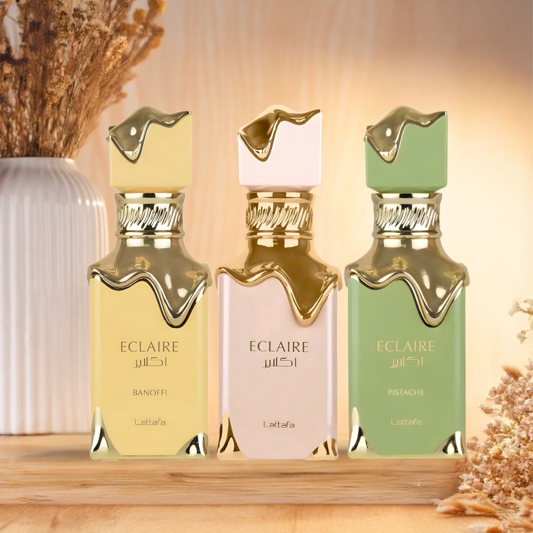 Eclaire, Eclaire Banoffi & Eclaire Pistache Eau de Parfum Sprays 100ml by Lattafa (Bundle) - Intense Oud