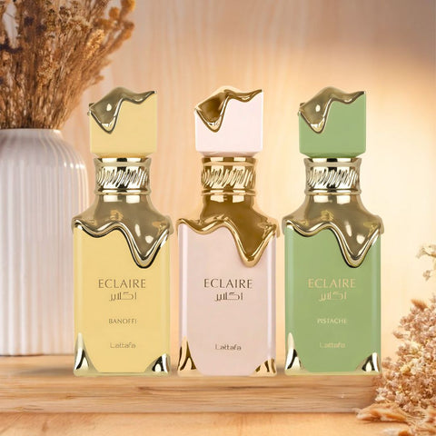 Eclaire, Eclaire Banoffi & Eclaire Pistache Eau de Parfum Sprays 100ml by Lattafa (Bundle) - Intense Oud