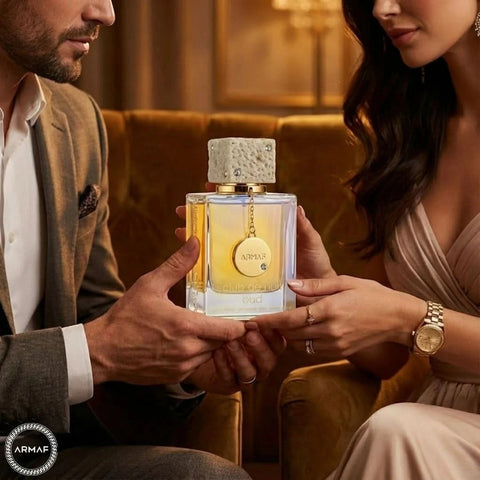 Armaf Club De Nuit Oud I Eau de Parfum spray bottle, 105ml, with sleek black packaging and elegant design.