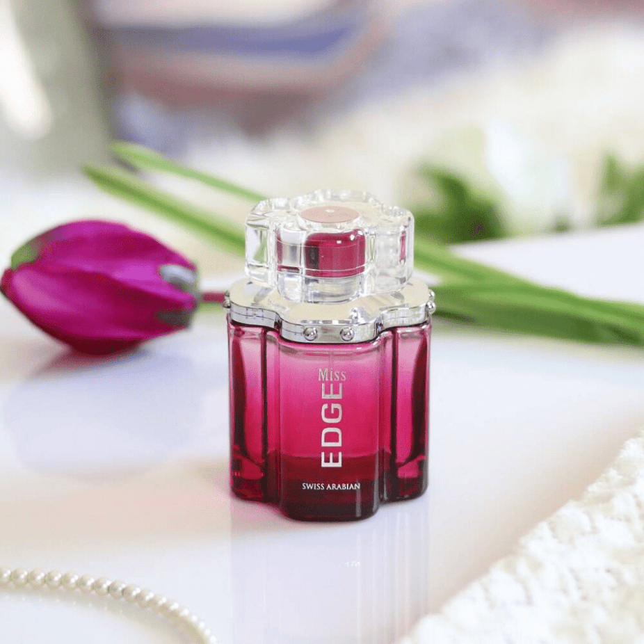 Swiss Arabian Miss Edge for Women Eau De Parfum 100ml bottle with sleek design and elegant branding.