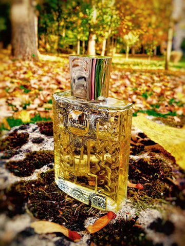 Shurouq Enta Omri EDT 100ml Eau De Toilette bottle with matching pouch, featuring elegant packaging and branding.