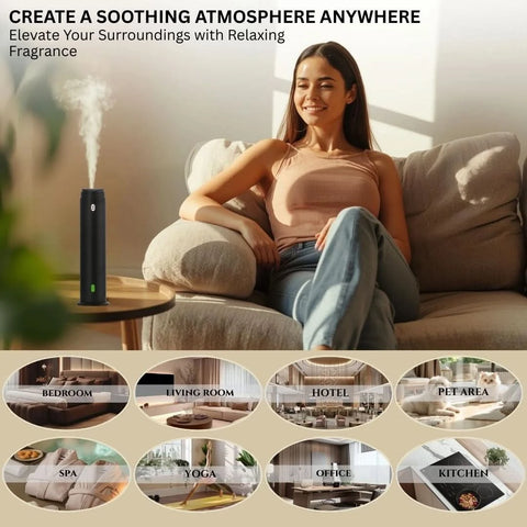 Intense Oud Intense Diffuser Black with remote, 120ml capacity, adjustable mist, timer, suitable for home, office, and hotel spaces.