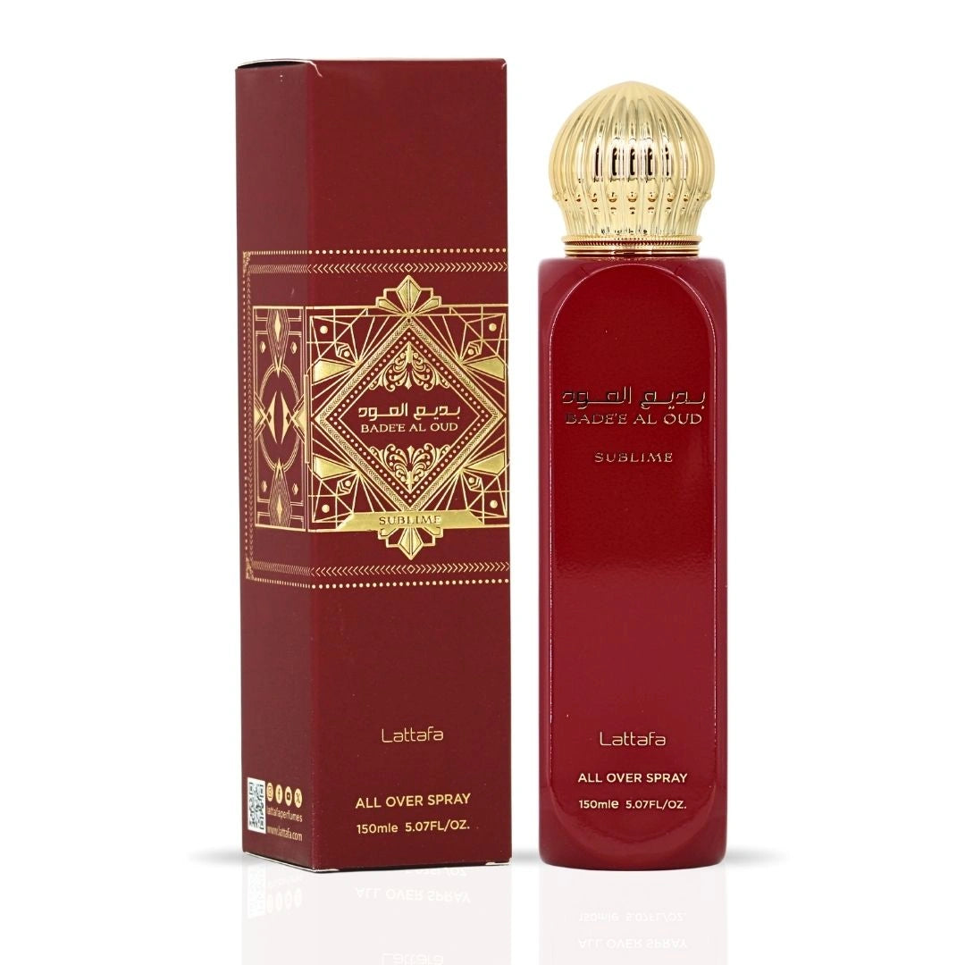 Bad'ee Al Oud Sublime All Over Spray 150ml (5.07 oz) by Lattafa | A Fragrance That Blossoms Like Morning Dew - Intense Oud