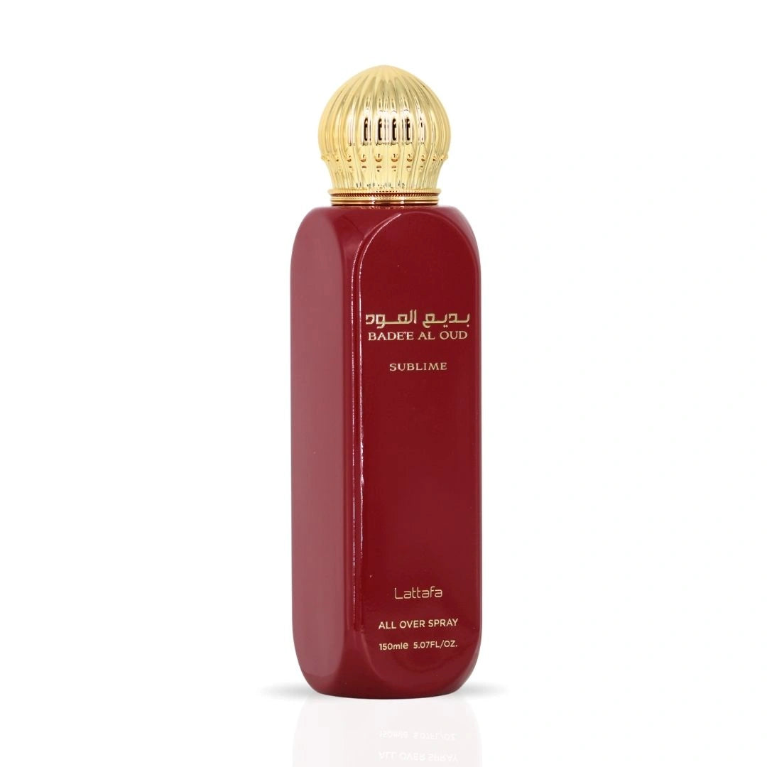 Bad'ee Al Oud Sublime All Over Spray 150ml (5.07 oz) by Lattafa | A Fragrance That Blossoms Like Morning Dew - Intense Oud