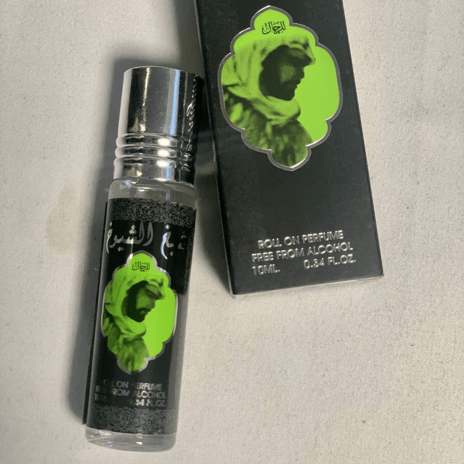 Three 10ml bottles of Ard Al Zaafaran Sheikh Al Shuyukh concentrated perfume oil in clear glass bottles.