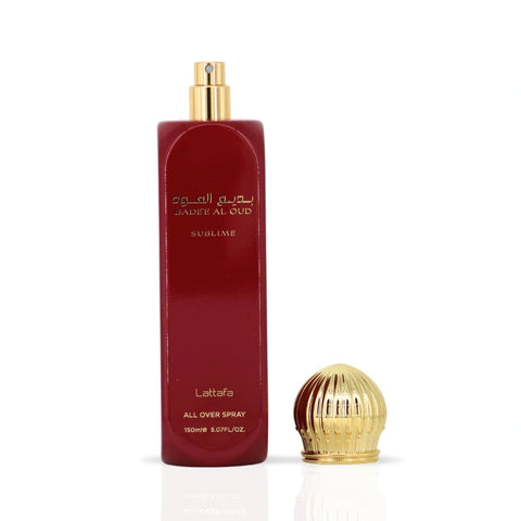 Bad'ee Al Oud Sublime All Over Spray 150ml (5.07 oz) by Lattafa | A Fragrance That Blossoms Like Morning Dew - Intense Oud