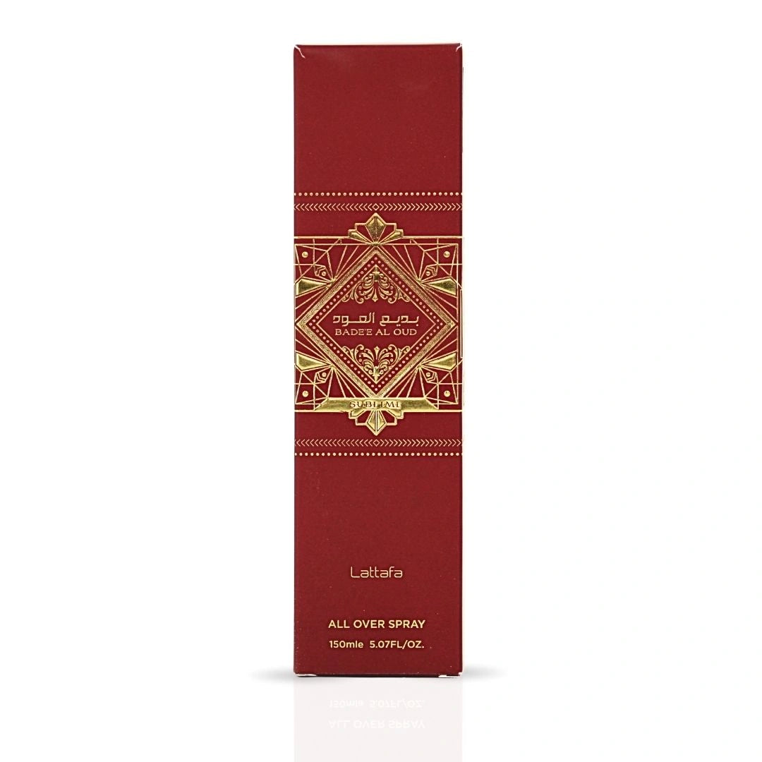 Bad'ee Al Oud Sublime All Over Spray 150ml (5.07 oz) by Lattafa | A Fragrance That Blossoms Like Morning Dew - Intense Oud