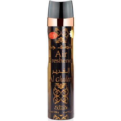 Nabeel Al Ghadeer air freshener 300ml bottle, featuring elegant packaging and a fresh, floral scent for home or car.