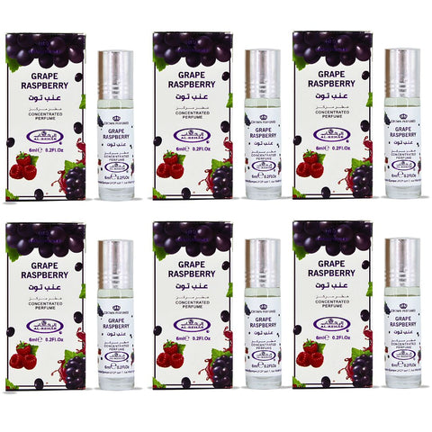 Grape Raspberry Perfume Oil CPO 6ML (0.2 OZ) By Al Rehab | Fruity, Floral, Sweet, Vibrant Fragrance. (BOX OF 6) - Intense Oud