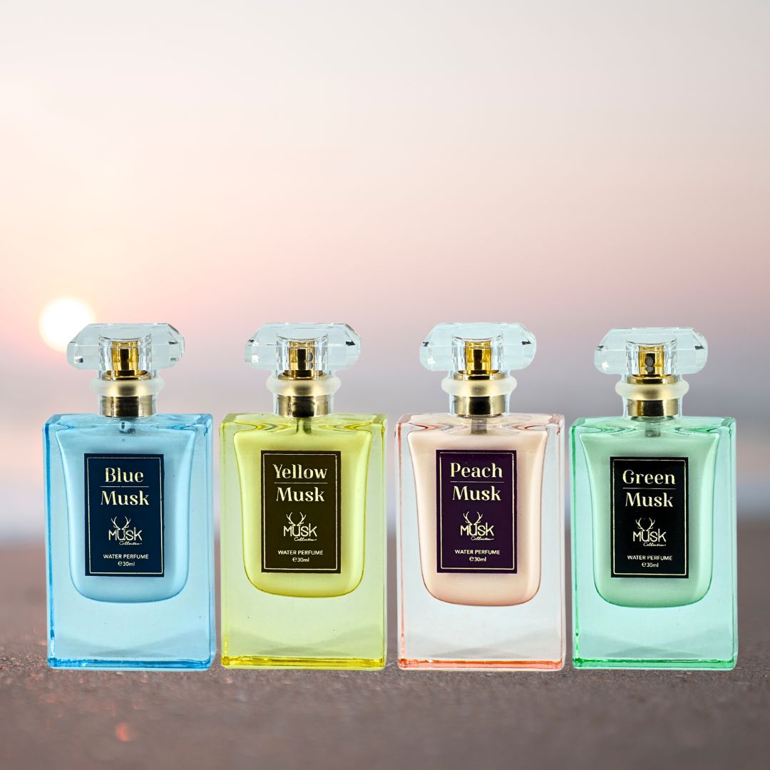 Blue Musk, Yellow Musk, Peach Musk, Green Musk - Water Perfume Spray 30ML (1.01 OZ) by Hamidi | Indulge in the Soothing & Refreshing Aroma. (MUSK COLLECTION) - Intense Oud