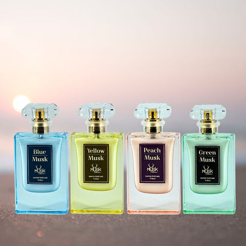 Blue Musk, Yellow Musk, Peach Musk, Green Musk - Water Perfume Spray 30ML (1.01 OZ) by Hamidi | Indulge in the Soothing & Refreshing Aroma. (MUSK COLLECTION) - Intense Oud