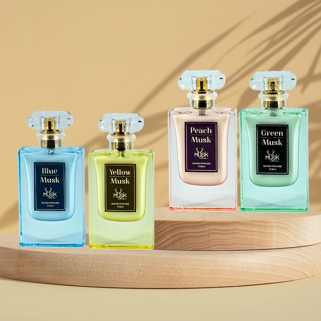 Blue Musk, Yellow Musk, Peach Musk, Green Musk - Water Perfume Spray 30ML (1.01 OZ) by Hamidi | Indulge in the Soothing & Refreshing Aroma. (MUSK COLLECTION) - Intense Oud