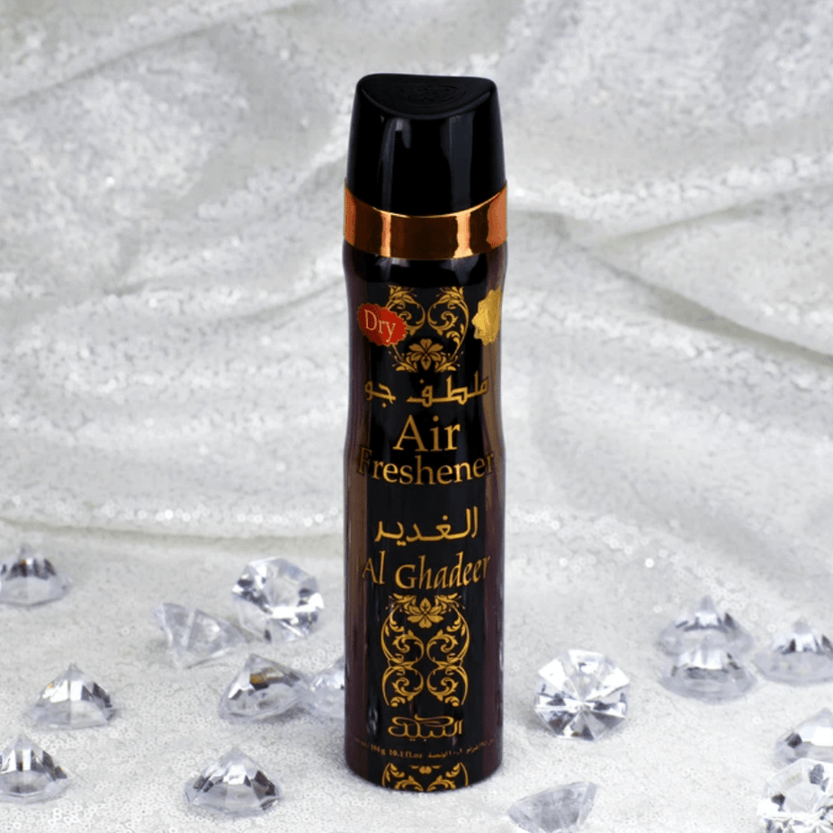 Al Ghadeer air freshener bottle by Nabeel Perfumes, 300 ML (10 oz), with elegant label and spray nozzle for home fragrance.