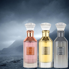 Velvet Oud, Velvet Rose & Velvet Musk Eau De Parfum Sprays 100ML (3.4 OZ) By Lattafa | A Luxurious Trio Of Rich Oud, Bold Florals & Soft Musk. (Bundle) - Intense Oud