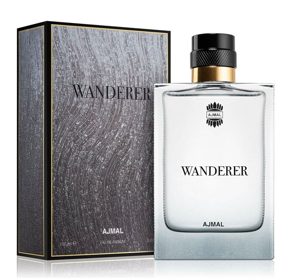 Ajmal Wanderer for Men Eau de Parfum bottle, 100 mL, with sleek packaging and elegant design.