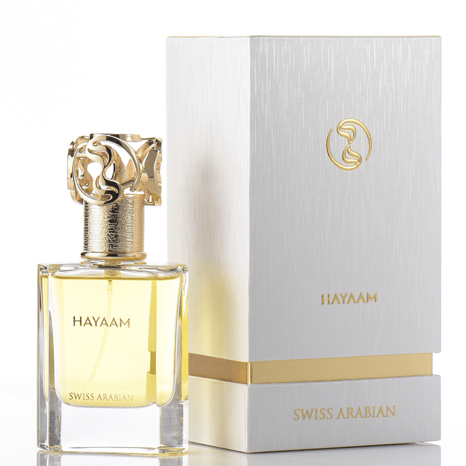 Swiss Arabian Hayaam Waaw Series EDP 50ML perfume bottle with sleek design and elegant packaging.