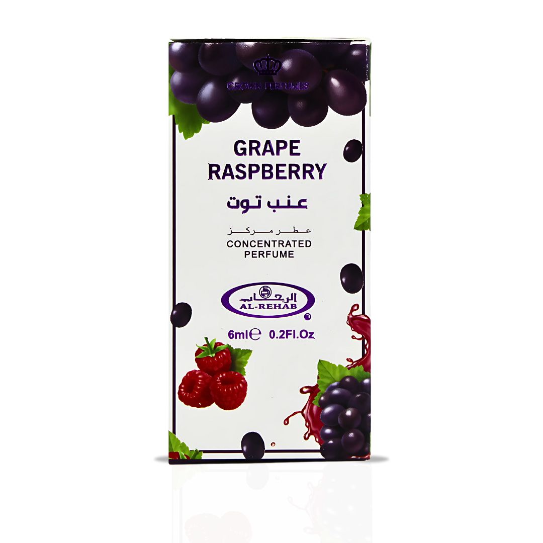 Grape Raspberry Perfume Oil CPO 6ML (0.2 OZ) By Al Rehab | Fruity, Floral, Sweet, Vibrant Fragrance. (BOX OF 6) - Intense Oud