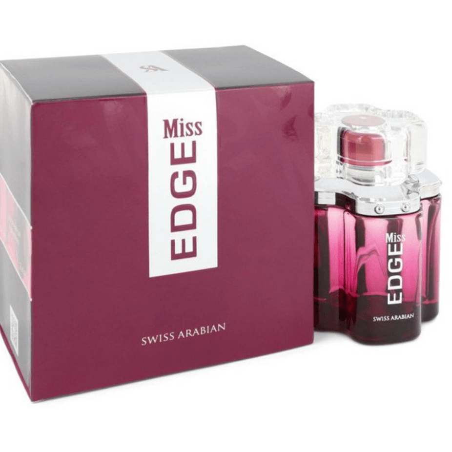 Swiss Arabian Miss Edge for Women EDP 100ml bottle, elegant perfume with floral and oriental notes, in a stylish glass container.