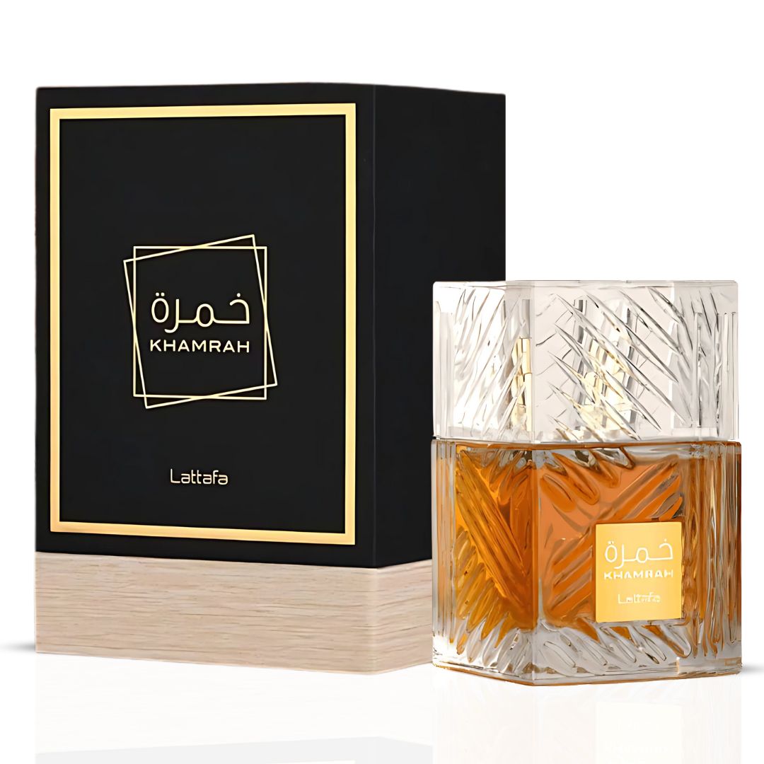 Khamrah & Khamrah Qahwa Eau De Parfum Sprays 100ML (3.4 OZ) by Lattafa | Indulgent Warmth, Cozy Sweetness—Two Scents That Wrap You in Luxury. (Bundle) - Intense Oud