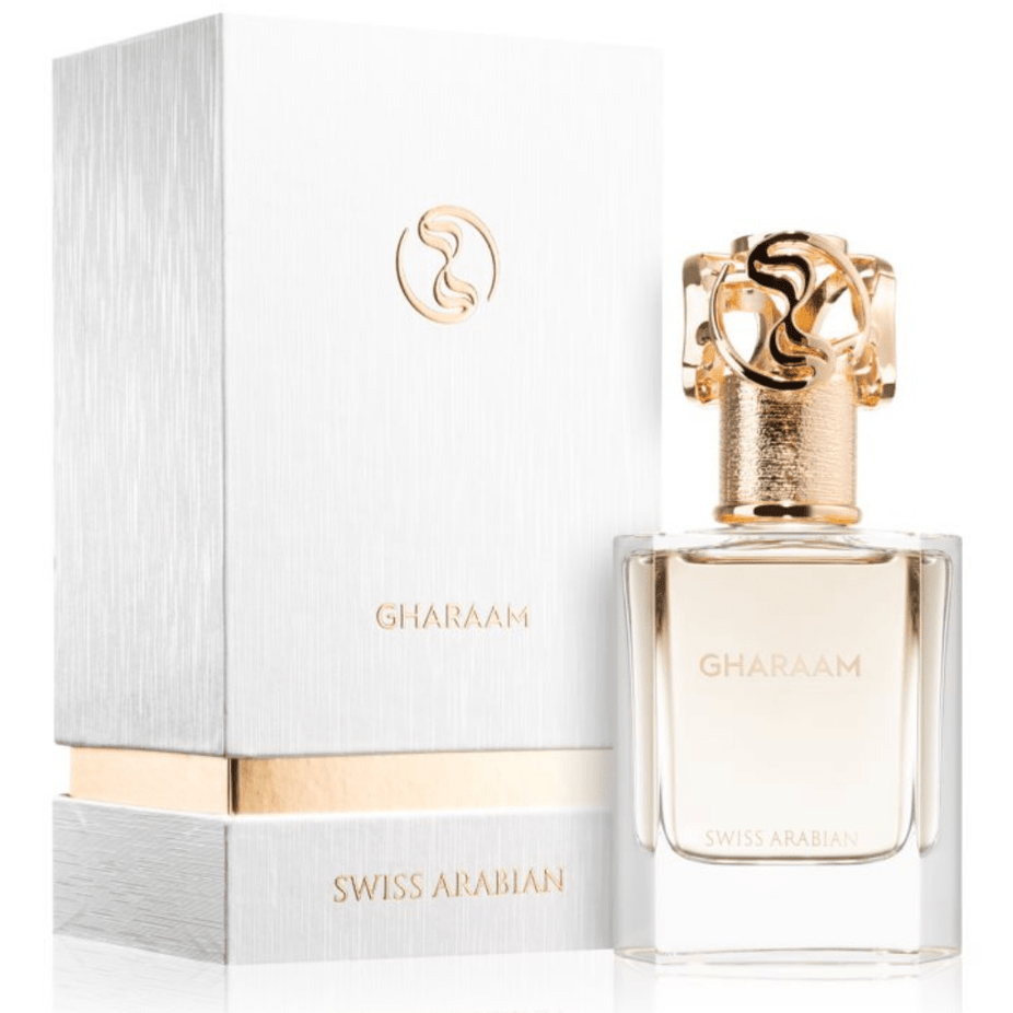 Swiss Arabian Gharaam Waaw Series 50ml Eau De Parfum bottle with sleek design and elegant branding.