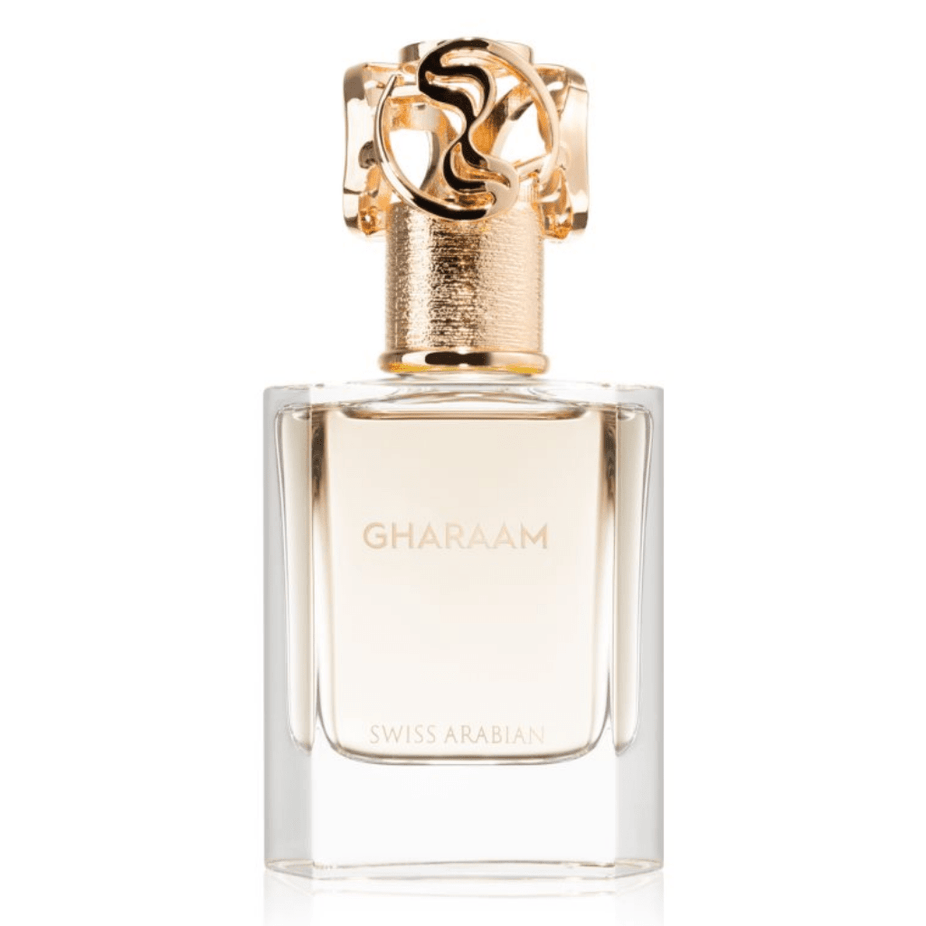 Swiss Arabian Gharaam Waaw Series EDP 50ml perfume bottle with elegant packaging and floral accents.