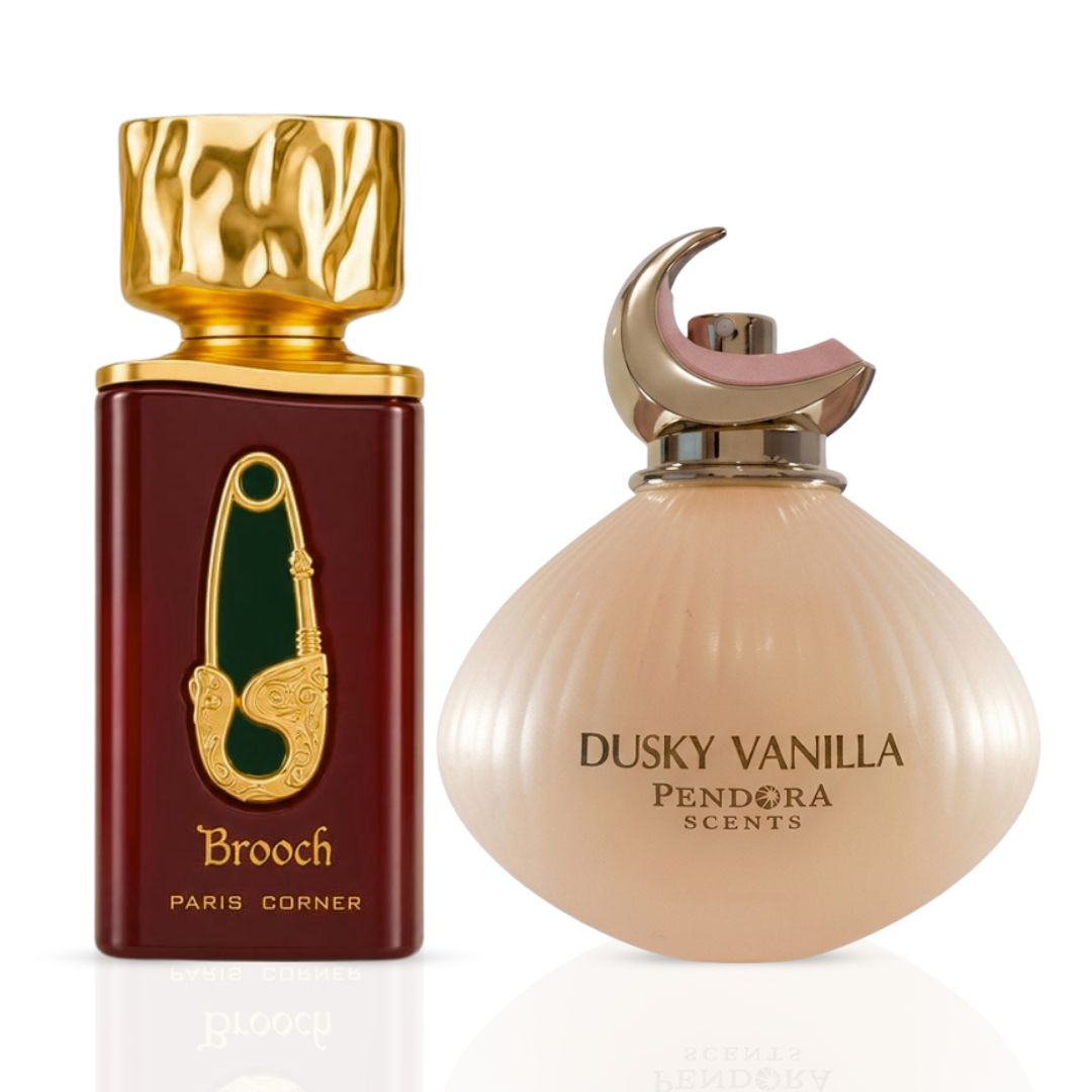 Dusky Vanilla & Brooch Eau de Parfum Spray 100ml (3.4 oz) by Paris Corner (Bundle)