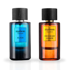 Maison Luxe Elixir & Maison Luxe Midnight Amber - EDP Sprays 110ML (3.8 OZ) By Hamidi | Long Lasting & Luxurious Scents. (LUXE BUNDLE) - Intense Oud