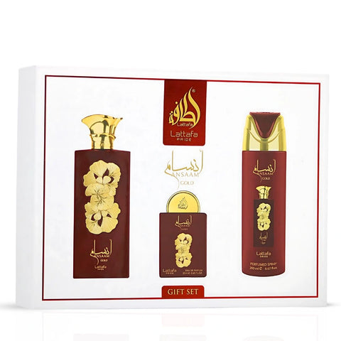 Ansaam Gold 3-Piece Perfume Gift Set by Lattafa Pride (Gift Set) - Intense Oud