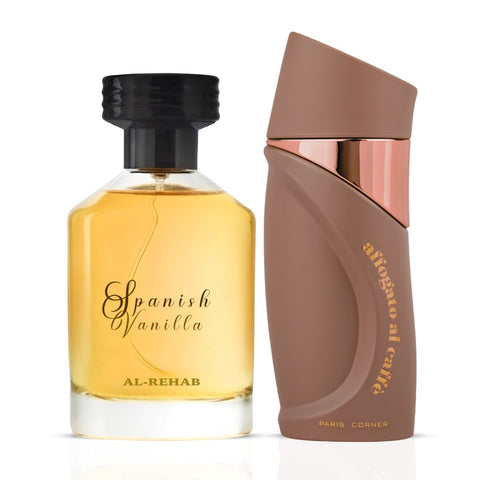 Spanish Vanilla by Al Rehab & Affogato al Caffè by Paris Corner Eau de Parfum Sprays 100ml (3.4 oz) (Bundle)