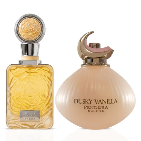Dusky Vanilla & Rafeef by Ard Al Zaafaran by Paris Corner Eau de Parfum Sprays 100ml (3.4 oz) (Bundle)