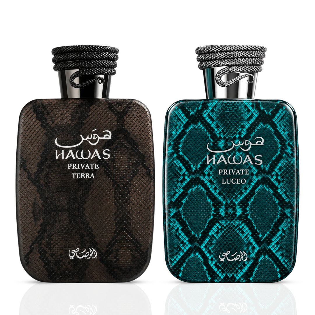 Hawas Private Terra & Luceo Extrait De Parfum Spray 100ml (3.38 oz) by Rasasi (Bundle)