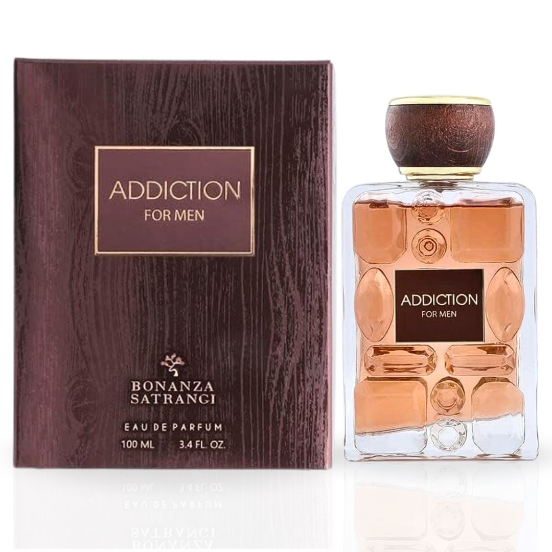 Addiction For Men EDP Spray 100ML (3.4 OZ) by Bonanza Satrangi | Long Lasting, Gourmand, Floral, Woody, Luxurious Fragrance. - Intense Oud