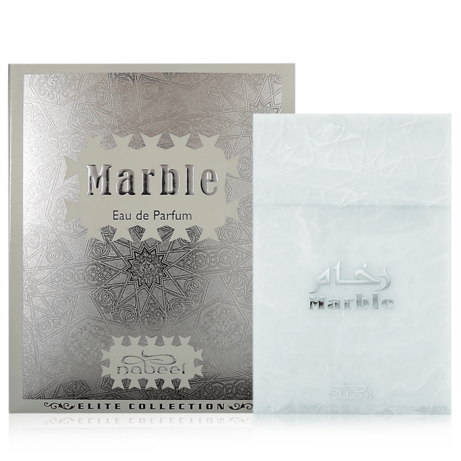 Nabeel Marble for Men Eau de Parfum 80ml bottle, featuring elegant marble design and masculine fragrance appearance.