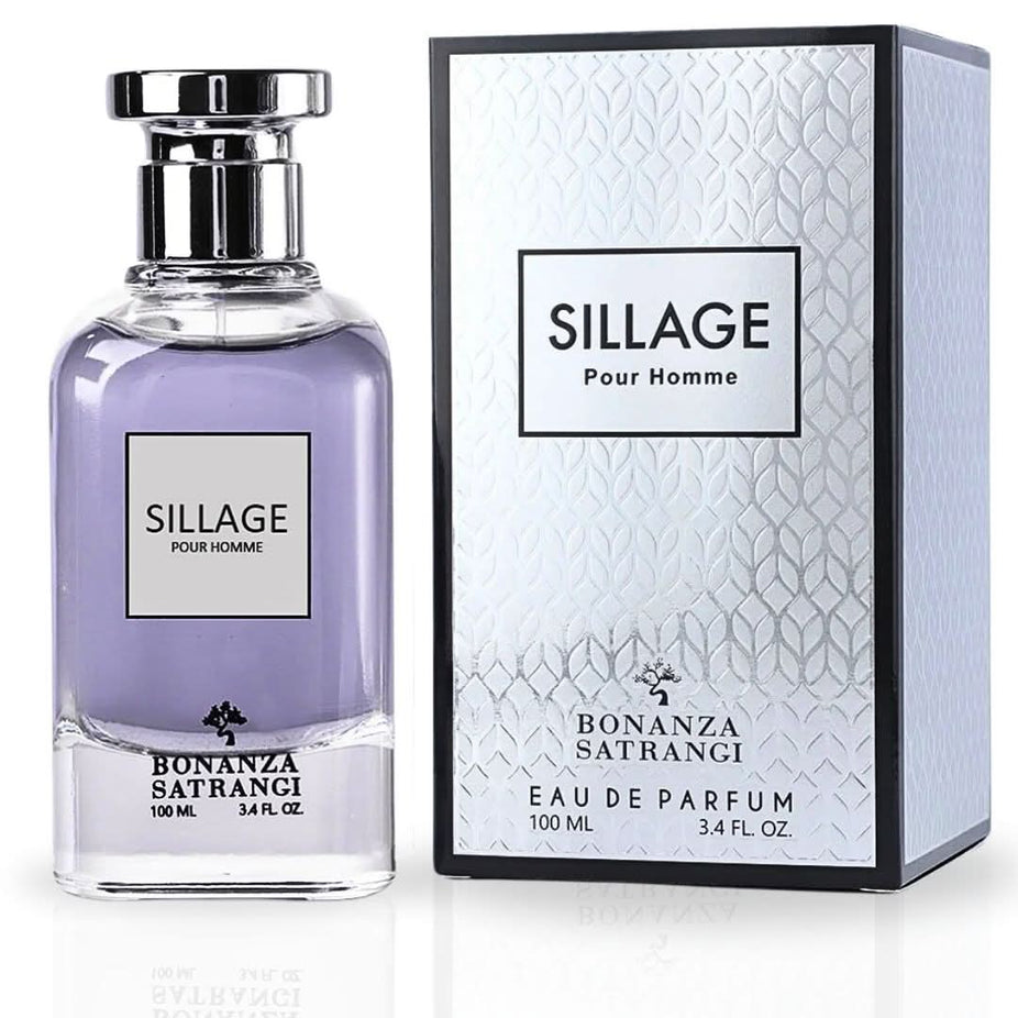 Bonanza Satrangi Sillage Pour Homme EDP spray, 100ml, featuring citrus, floral, musky, and woody fragrance notes.