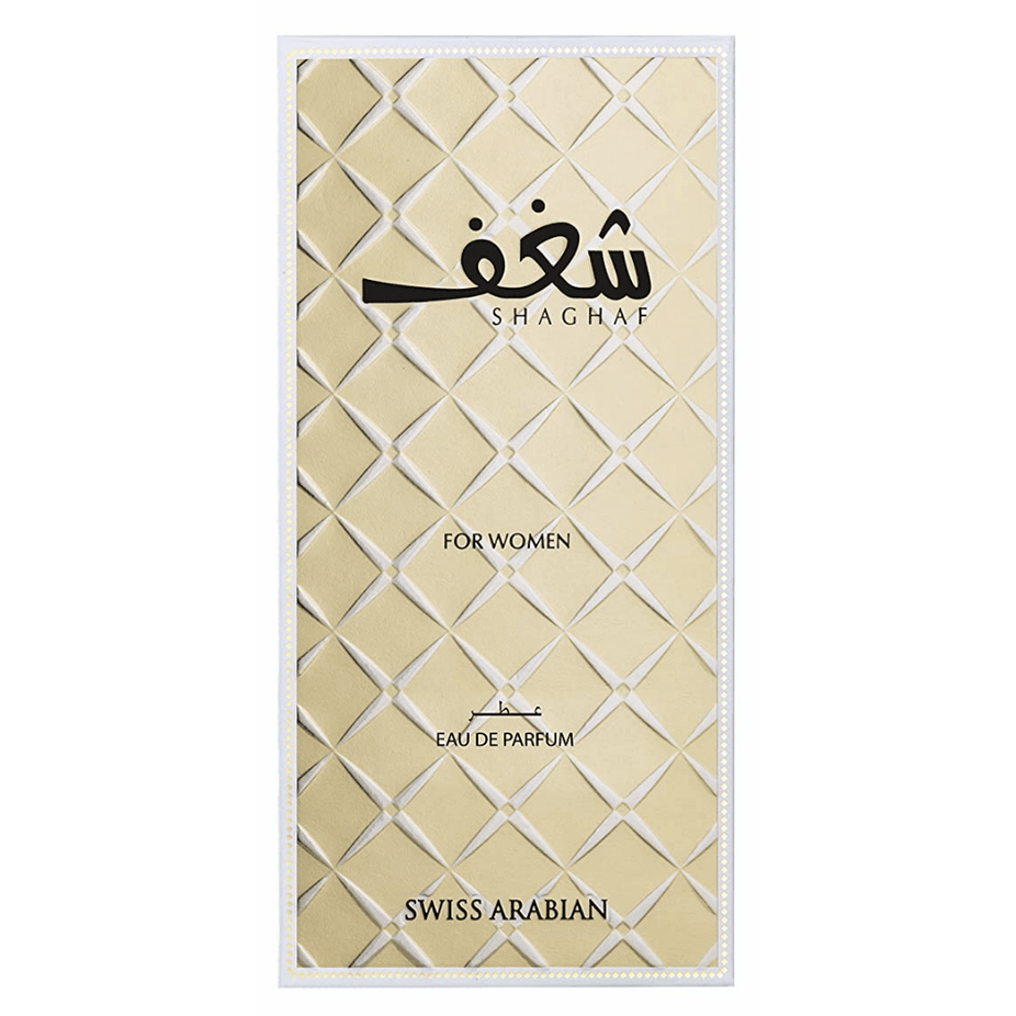 Shaghaf for Women Eau De Parfum by Swiss Arabian, 75ML bottle, elegant floral fragrance with a luxurious design.