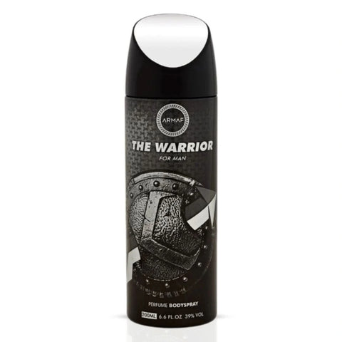 Armaf Warrior deodorant spray 200ml bottle, featuring the sleek packaging and branding for men's fragrance and freshness.
