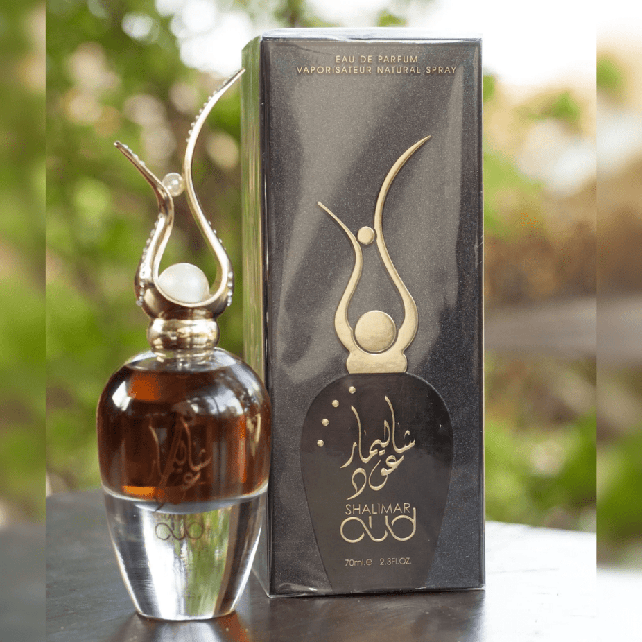 Shalimar Oud EDP by Ard Al Zaafaran in a 70ml bottle, featuring a luxurious oud fragrance in elegant packaging.
