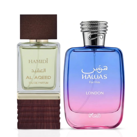 Al Aqeed Eau de Parfum Spray 100ml (3.4 oz) by Hamidi & Hawas London Eau De Parfum Spray 100ml (3.4 oz) By Rasasi (Bundle)