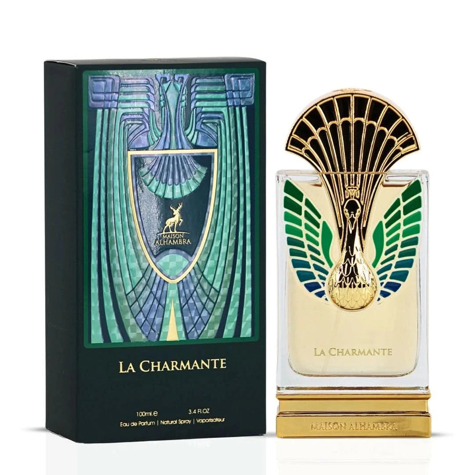 Maison Alhambra La Charmante Eau de Parfum spray 100ml bottle with elegant packaging and floral design.